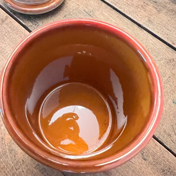 Vintage Ceramic Turkey Pinecone Autumn Canister Lid Small Crock Oak Leaves 4" - Picture 7 of 10